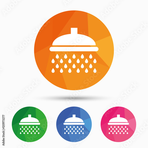 Shower sign icon. Douche with water drops symbol