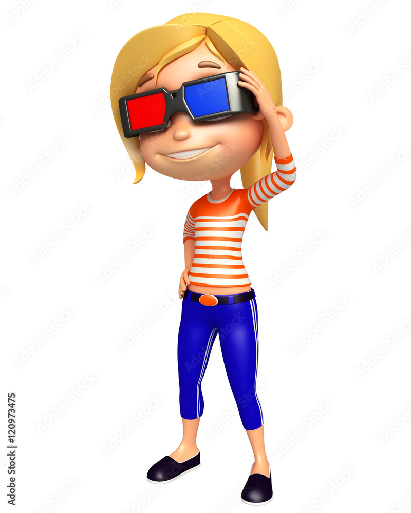 kid girl with 3D goggle kid girl with 3D goggle
