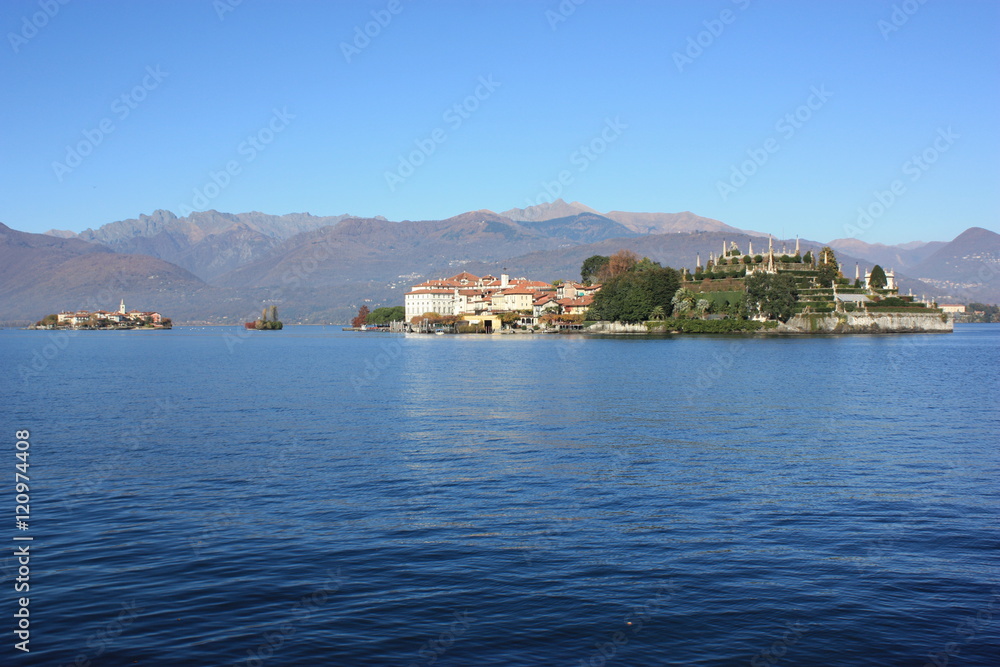 Borromean Islands at Lake Maggiore view from Stresa, Piedmont Italy