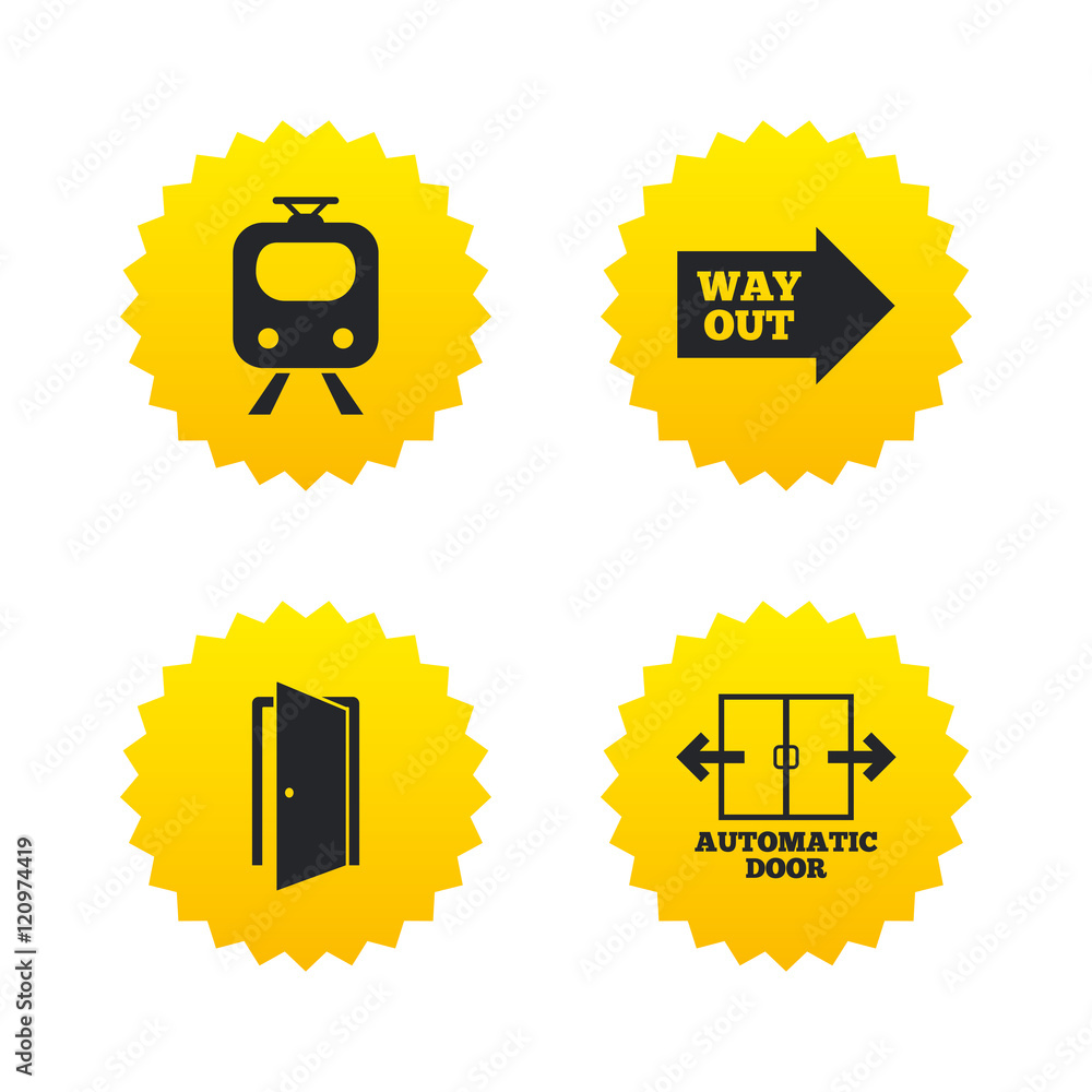Train railway icon. Automatic door symbol. Train railway icon. Automatic door symbol.