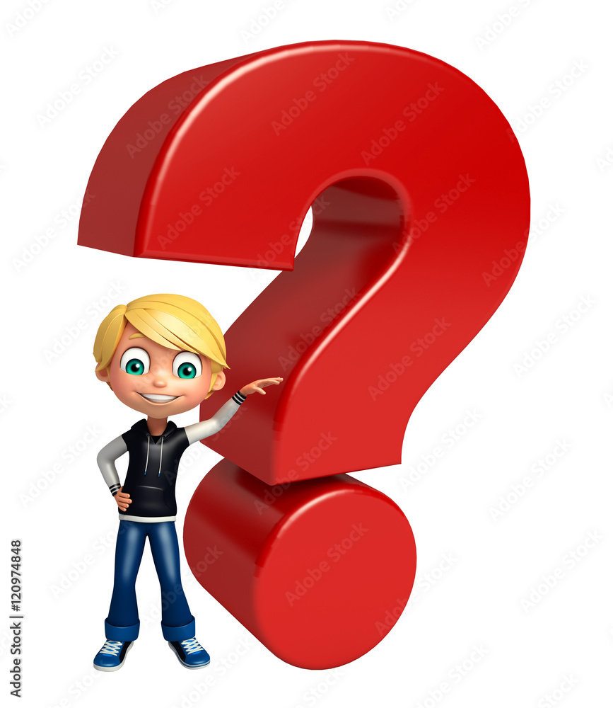 kid boy with Question mark sign kid boy with Question mark sign
