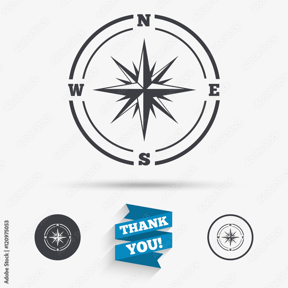 Compass sign icon. Windrose navigation symbol. Compass sign icon. Windrose navigation symbol.