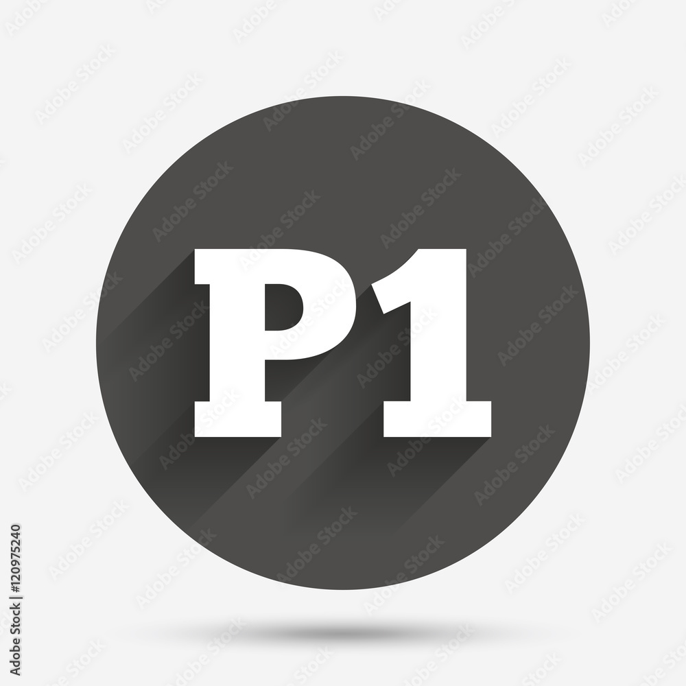 Parking first floor icon. Car parking P1 symbol. Parking first floor icon. Car parking P1 symbol.