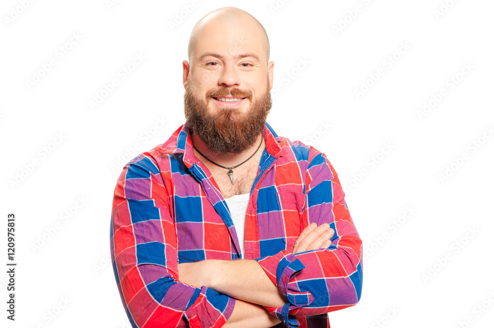 Young confident bearded man in shirt isolated on white. Young confident bearded man in shirt isolated on white.