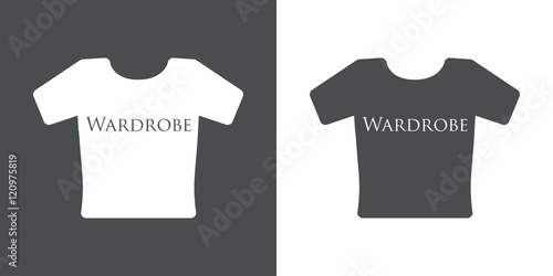 Icono plano texto Wardrobe en camiseta gris