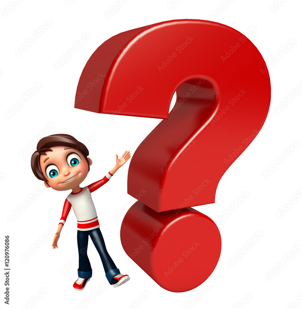 kid boy with Question mark sign kid boy with Question mark sign