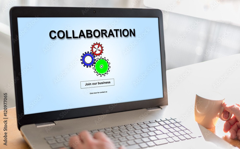 Collaboration concept on a laptop Collaboration concept on a laptop