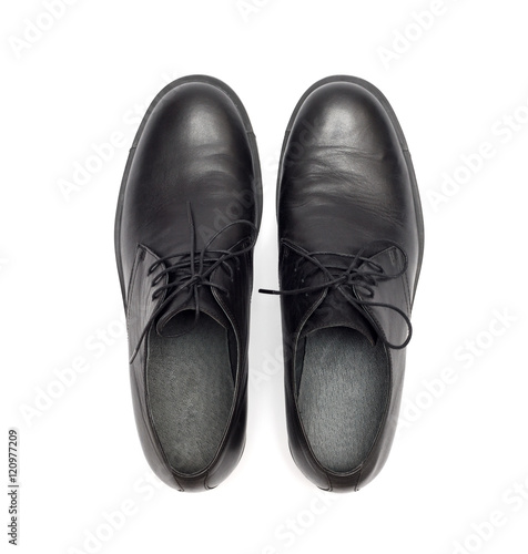 black men's shoes on a white background