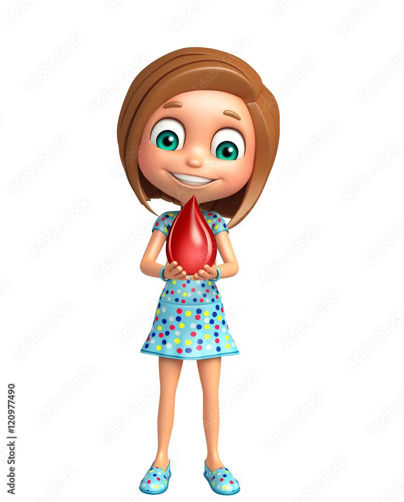 kid girl with Blood drop kid girl with Blood drop