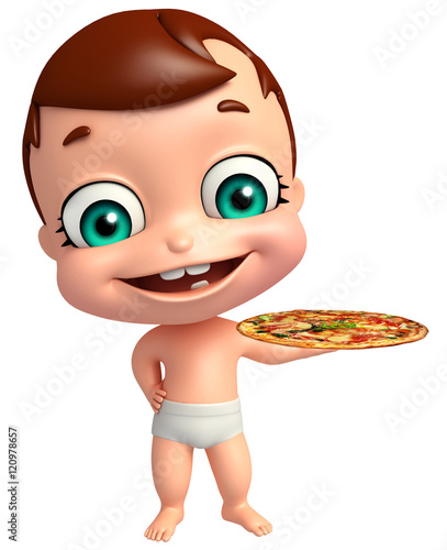 cute baby with Pizza;