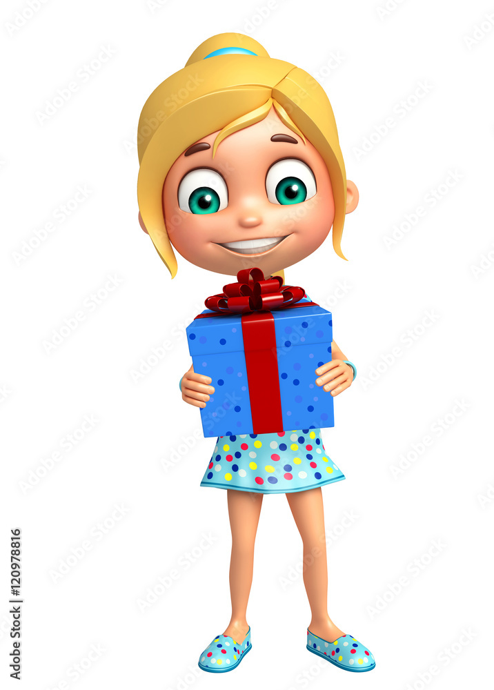 kid girl with Gift box kid girl with Gift box