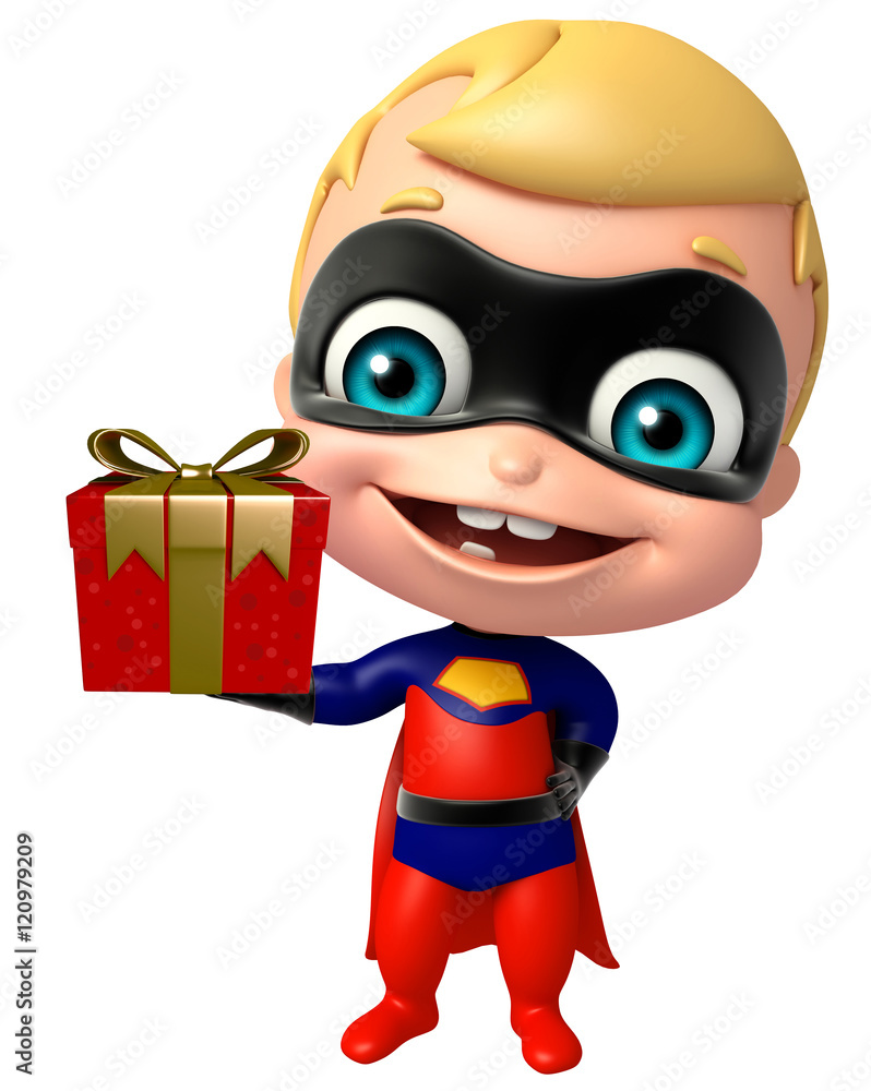 cute superbaby with Gift box