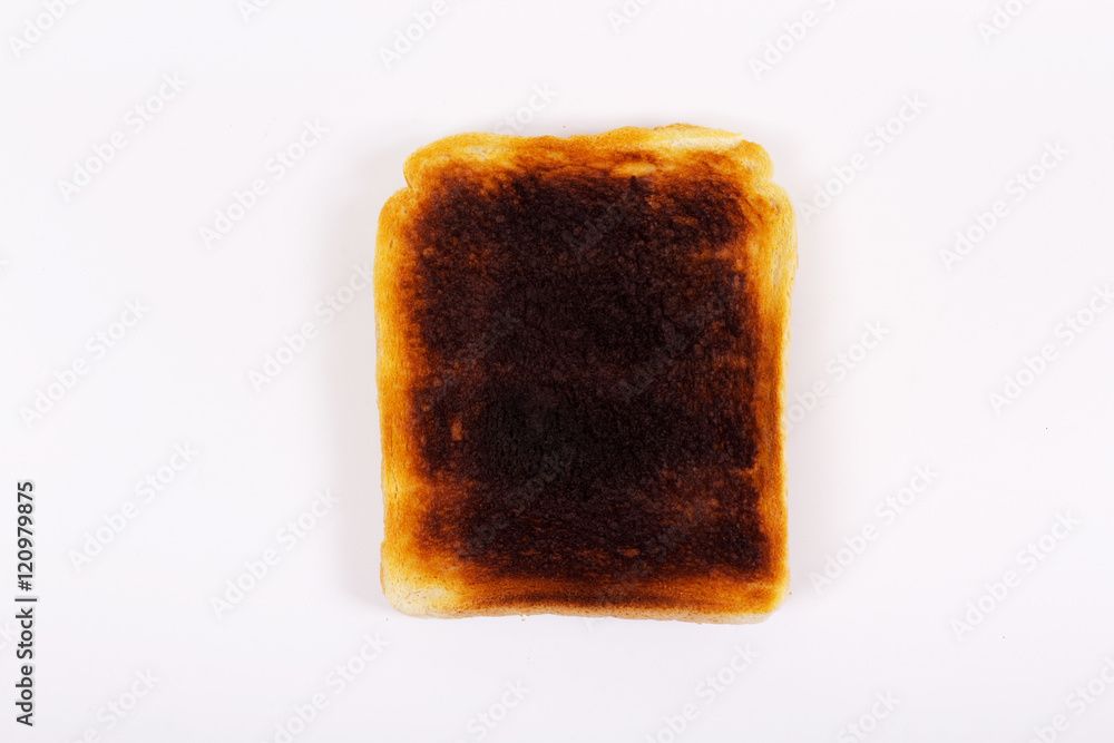 Slice of toast on a white background