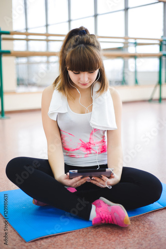 young healthy woman relax in fitness