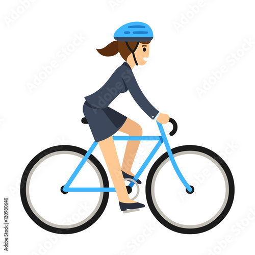 Business woman riding a bicycle