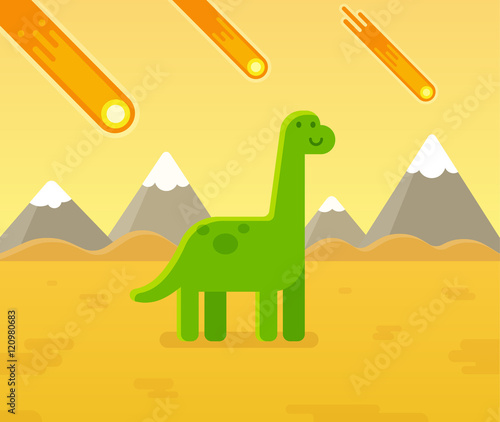 Asteroid strike dinosaur cartoon
