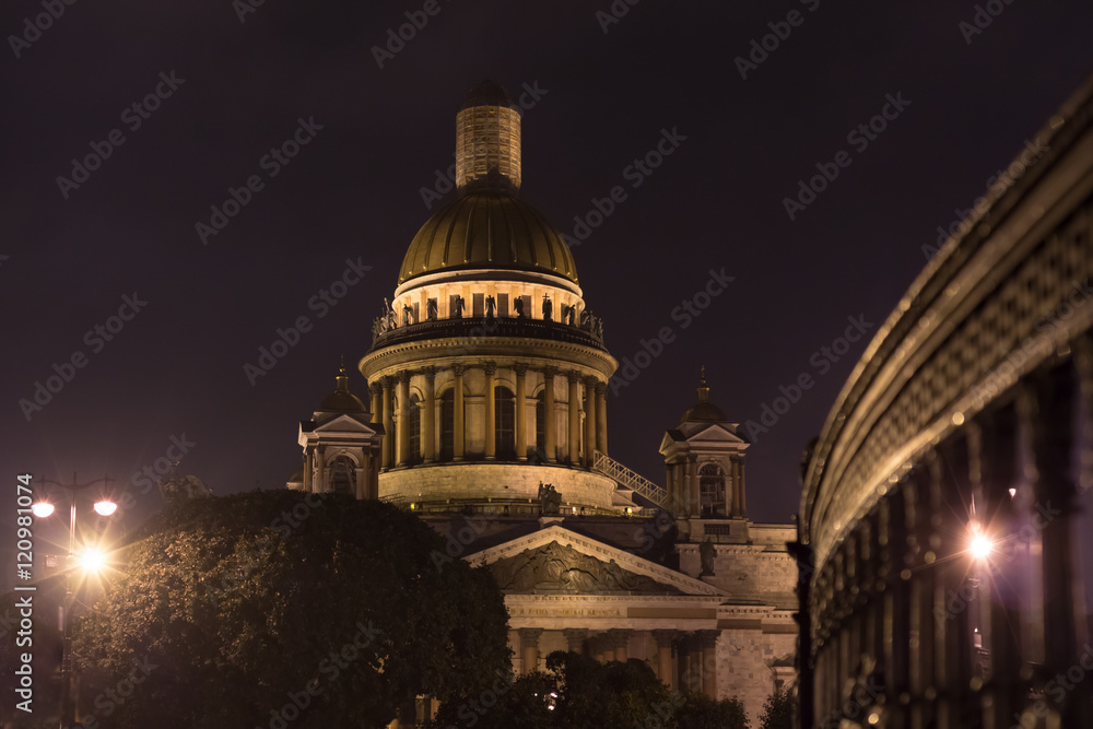 St. Isaac's Cathedral with a fence in the foreground