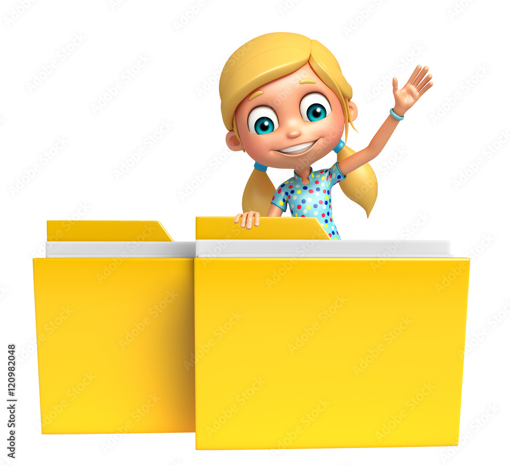 kid girl with Folder