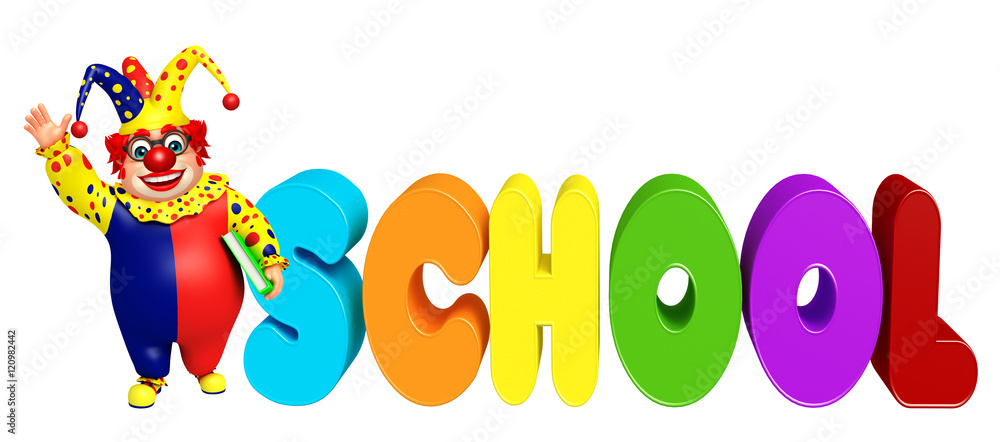 Clown with School sign Clown with School sign