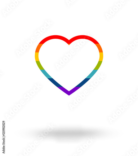 LGBT symbol, Pride, Freedom heart in rainbow colors with space for text