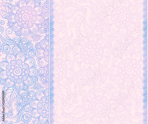 Trendy blue and pink colors vector floral background