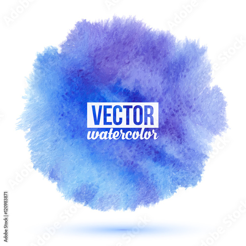Blue and violet splash vector watercolor stain