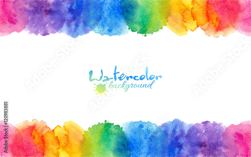 Bright rainbow colors watercolor circles frame