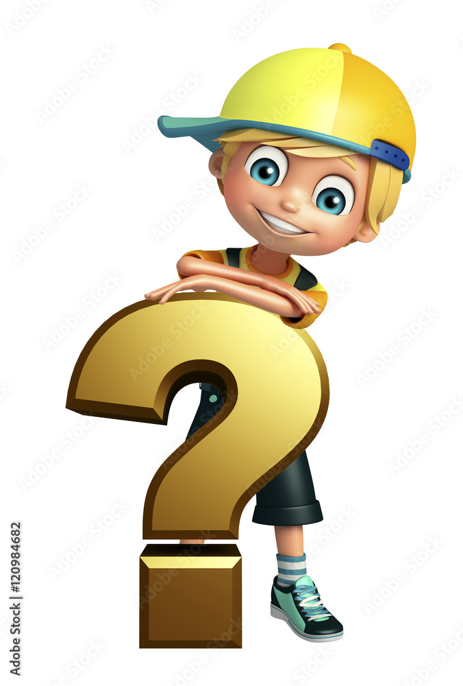 kid boy with question mark