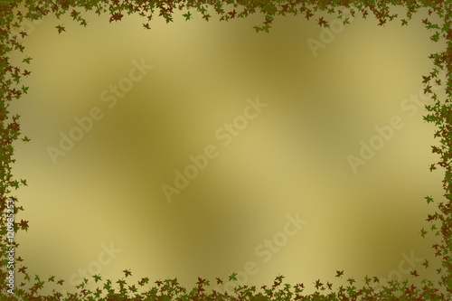 Golden brown background with a border of leaves