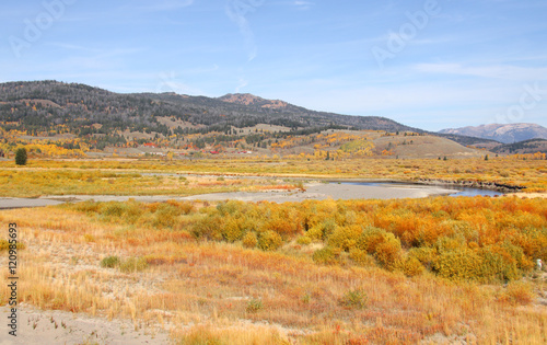 Scenic Autumn landscape in Yellowstone national park