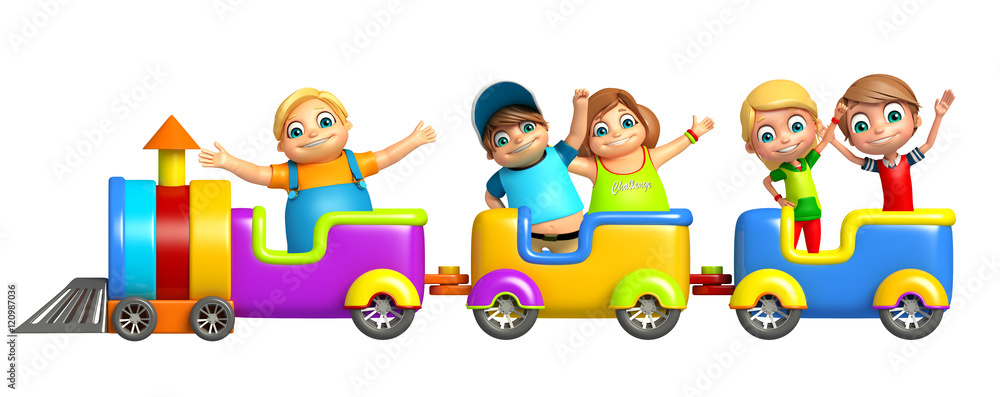 Kid boy and girl with Train Kid boy and girl with Train