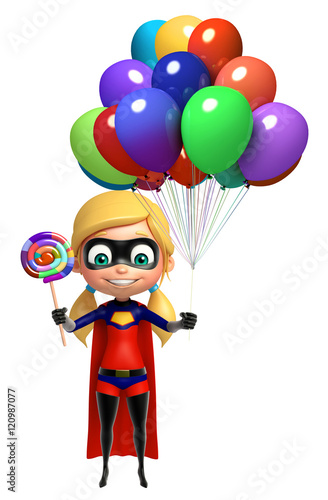 supergirl with lollipop and balloon