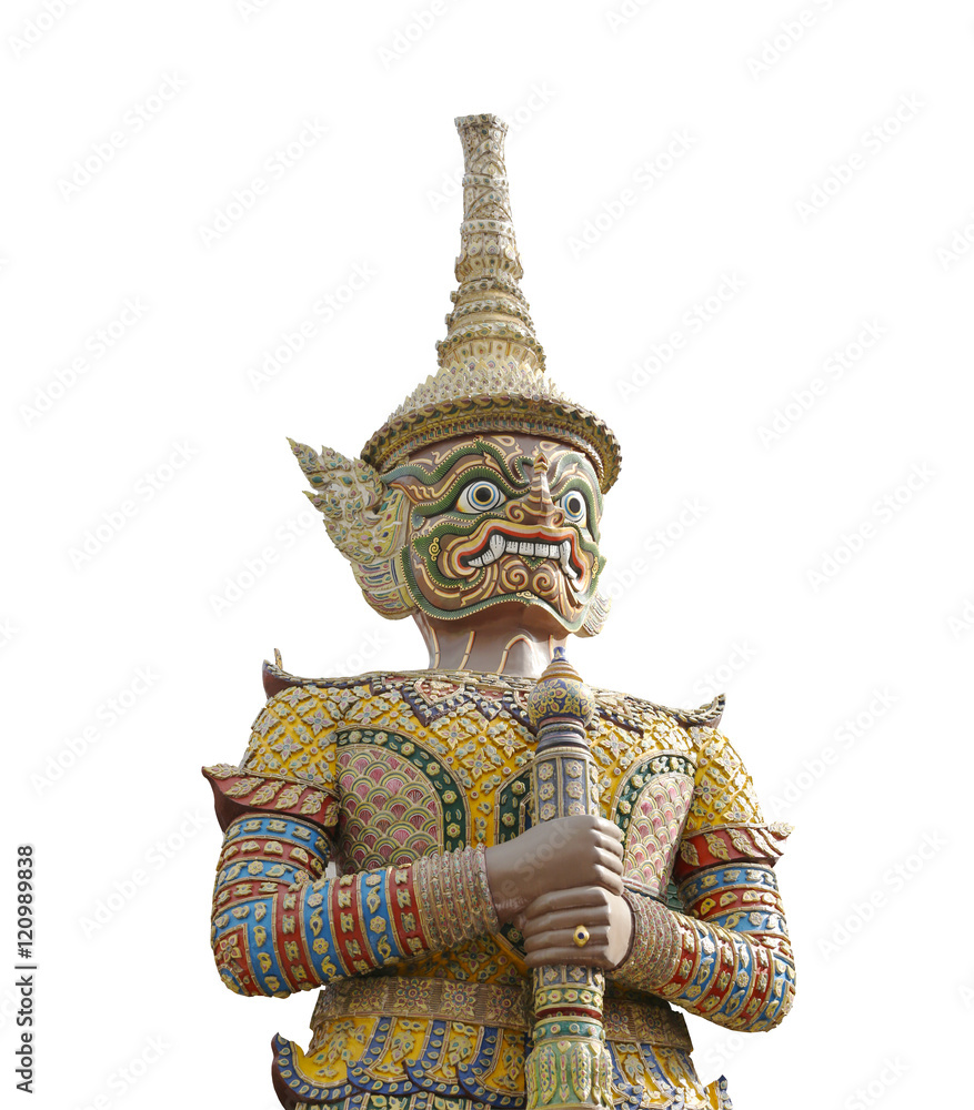 Giant statue of Thai style isolated on white background.