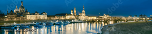 Night panorama of Dresden Old town with reflections © tilialucida