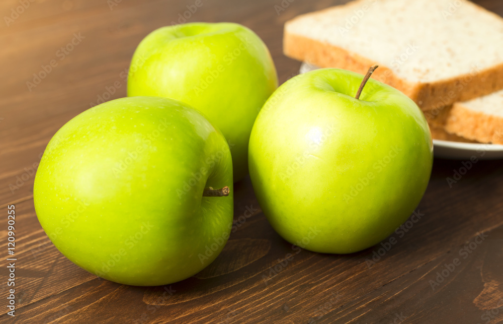 Diet meal with bread mixed apple for health. Diet meal with bread mixed apple for health.