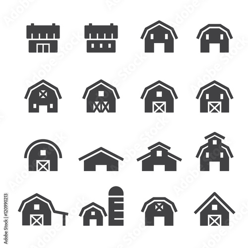 barn line icon set