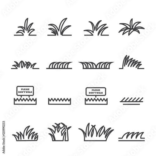 grass line icon set
