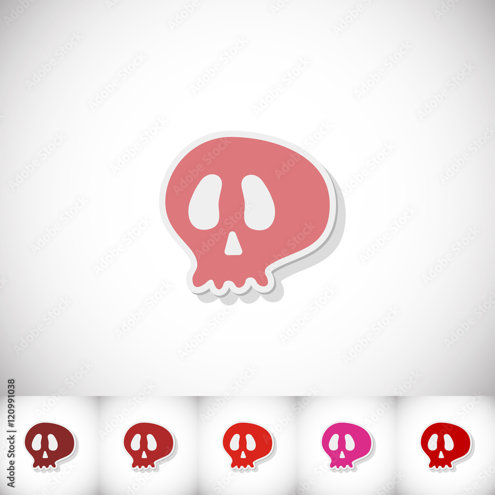Skull. Flat sticker with shadow on white background Skull. Flat sticker with shadow on white background