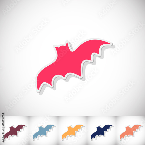 Bat. Flat sticker with shadow on white background