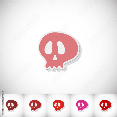 Skull. Flat sticker with shadow on white background