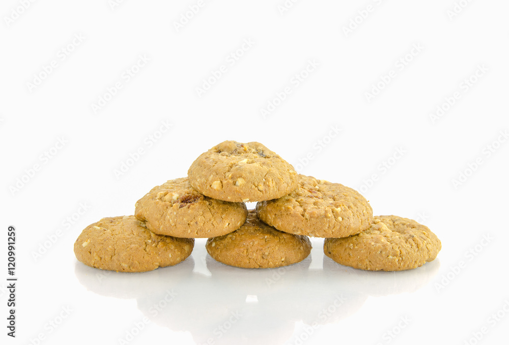 Extreme close-up image of chocolate chips cookies on white background Extreme close-up image of chocolate chips cookies on white background