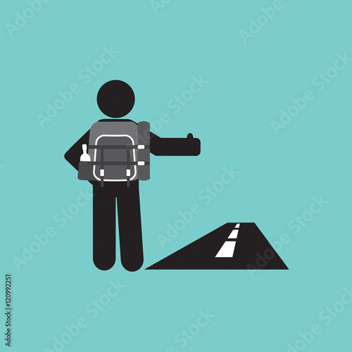 Hitchhike Tourist Symbol Graphic Vector Illustration