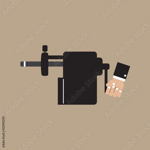 Sharpener Mechanical With Pencil Inside Vector Illustration