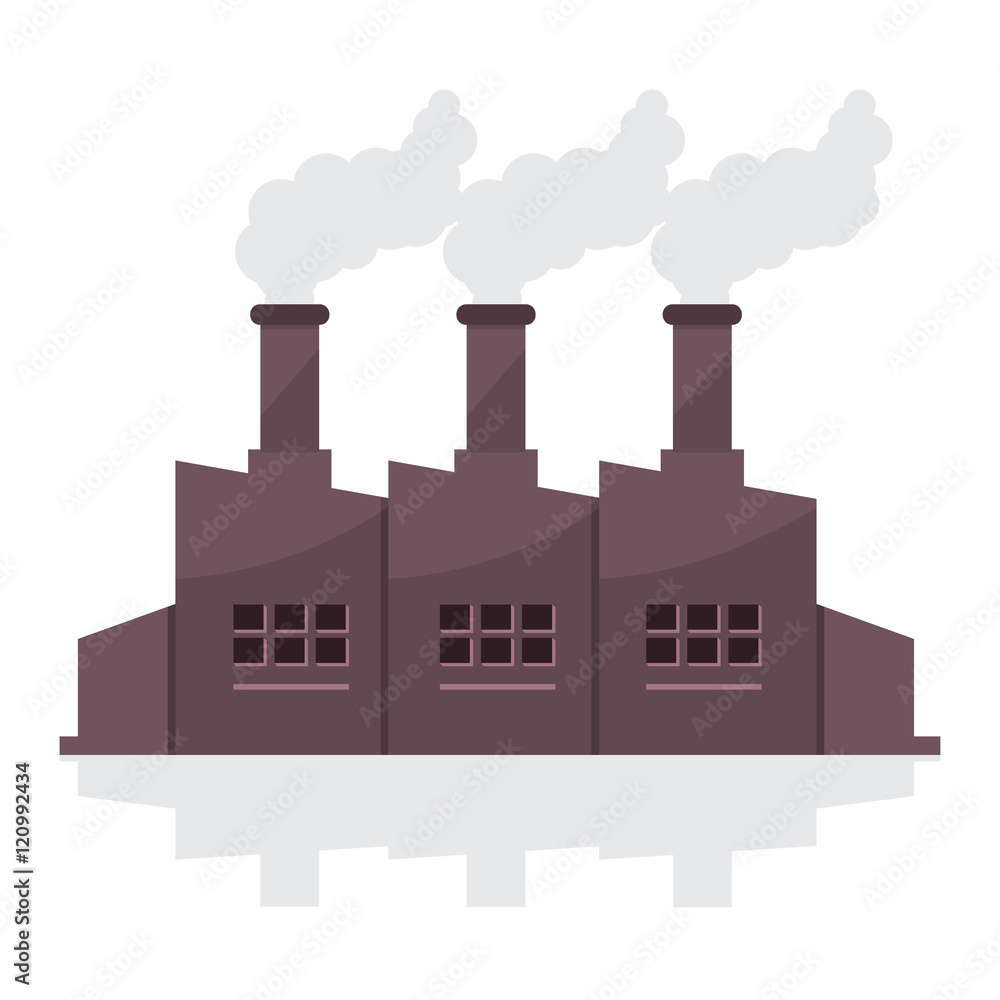 Factory Building With Smoke Stacks Vector Illustration