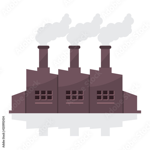 Factory Building With Smoke Stacks Vector Illustration