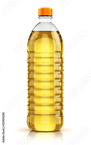 Plastic bottle of vegetable cooking oil