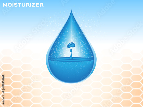 moisturizer apply on skin , blue drop moisturizer
