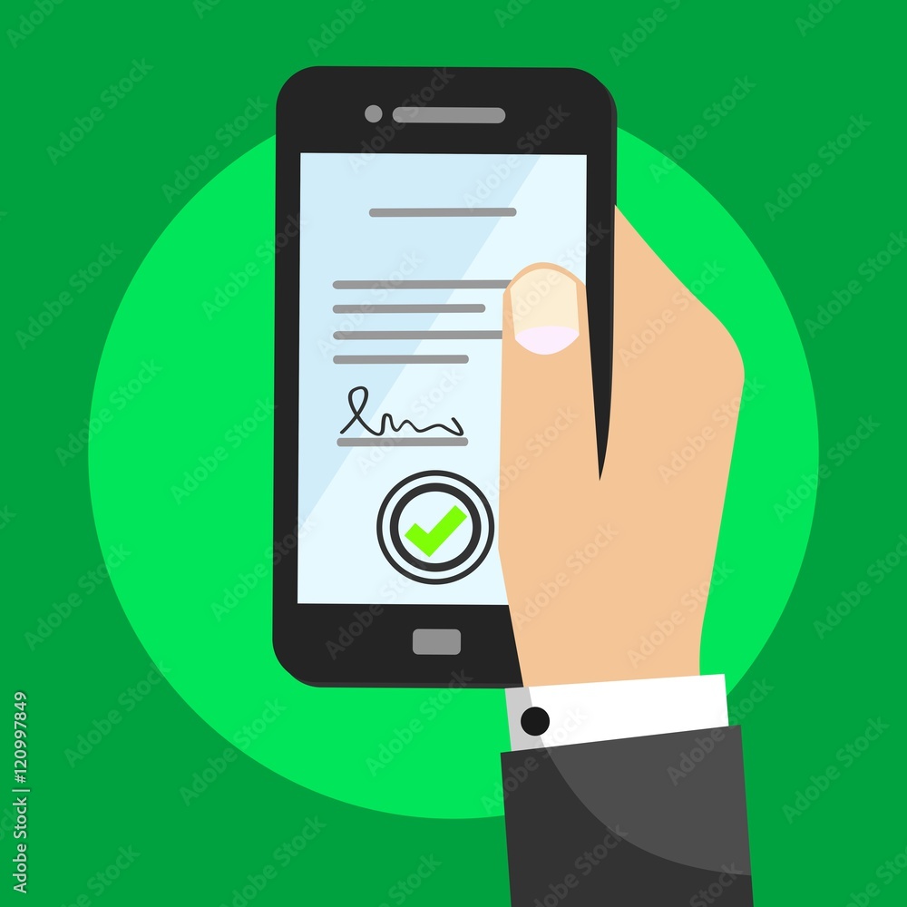 Mobile Phone Contract Vector Illustration With Modern Success Form Symbol Flat Icon Sign Mobile Phone Contract Vector Illustration With Modern Success Form Symbol Flat Icon Sign