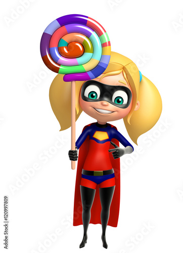 Fototapeta supergirl with lollipop