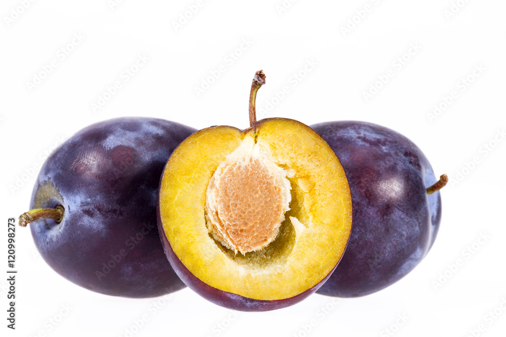 Some fruits of plum isolated on white background Some fruits of plum isolated on white background
